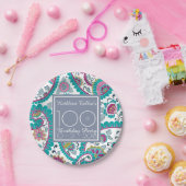 Persian Boteh Paisley 100th Birthday Party Paper P Papieren Bordje (Feest)