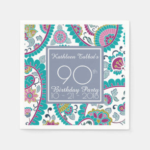 Persian Boteh Paisley 90th Birthday Party Paper N Servetten