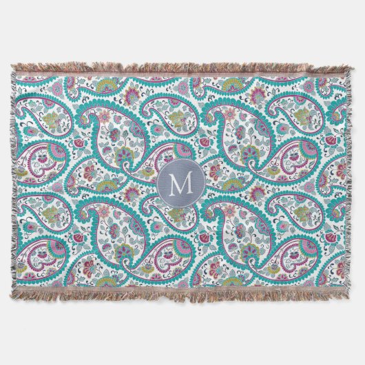 Persian Boteh Paisley Pattern Monogram B Deken (Voorkant)
