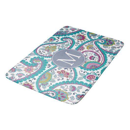 Persian Boteh Paisley Pattern Monogram Bath Mat (Gekanteld)