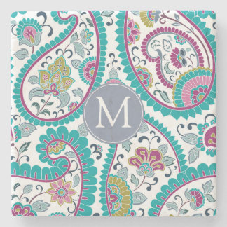 Persian Boteh Paisley Pattern Monogram Stone C Stenen Onderzetter
