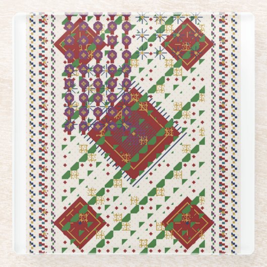 Persian Carpet  Glazen Onderzetter (Voorkant)