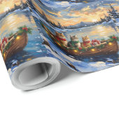 Persian Cat Christmas Boat Holiday Cadeaupapier (Rol Hoek)