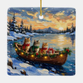 Persian Cat Christmas Boat Holiday Keramisch Ornament (Achterkant)