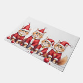 Persian Cat Christmas Dress Santa Hat Deurmat (Schuin)