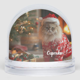 Persian Cat Christmas Personalized Double Side  Sneeuwbol