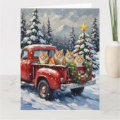 Persian Cat Christmas Red Truck Holiday Kaart (Voorkant)