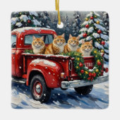 Persian Cat Christmas Red Truck Holiday Keramisch Ornament (Voorkant)