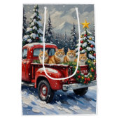 Persian Cat Christmas Red Truck Holiday Medium Cadeauzakje (Achterkant)