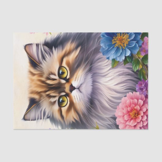 Persian Cat Floral Art Tissuepapier (Voorkant)