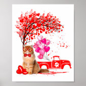 Persian Cat Heart Tree Valentines Day Poster (Voorkant)