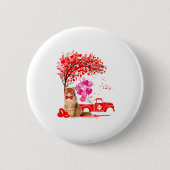 Persian Cat Heart Tree Valentines Day  Ronde Button 5,7 Cm (Voorkant)