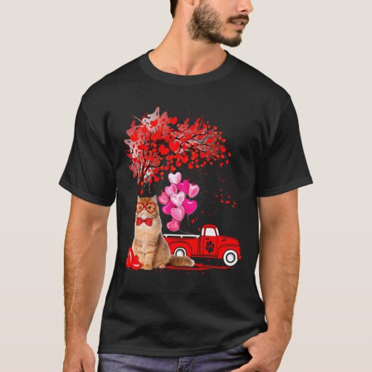 Persian Cat Heart Tree Valentines Day  T-shirt (Voorkant)