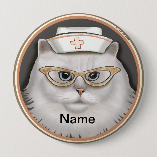Persian cat nurse  ronde button 4,0 cm (Voorkant)