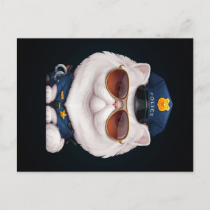 Persian Cat Police Officer Aankondigingskaart