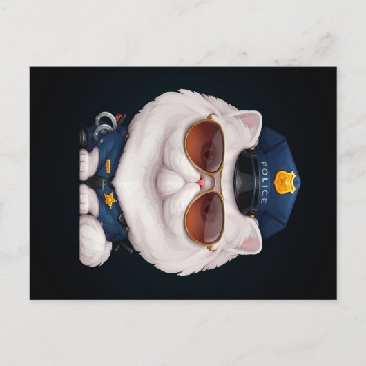 Persian Cat Police Officer Aankondigingskaart (Voorkant)