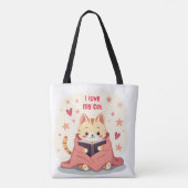 Persian Cat reading book tote bag, stylish handy b Bag (Achterkant)