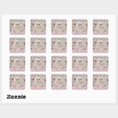 Persian cat sitting on pink pillow vierkante sticker (Vel)
