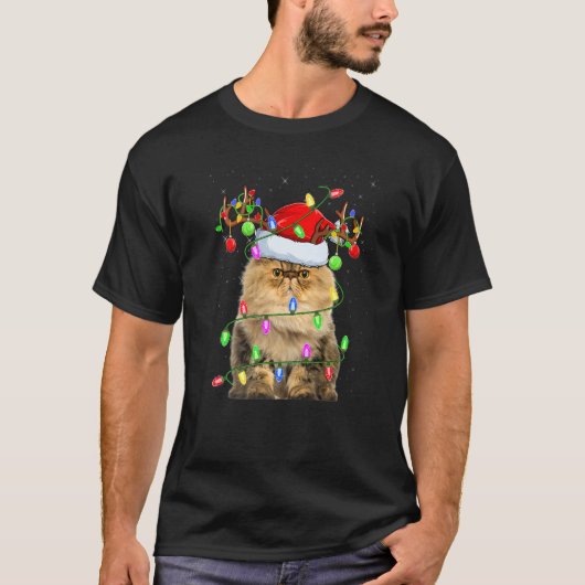 Persian Cat Xmas Lighting Santa Persian Cat Chris T-shirt (Voorkant)