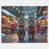 Persian Cats Christmas Snow Holiday Fleece Deken (Voorkant (Horizontaal))