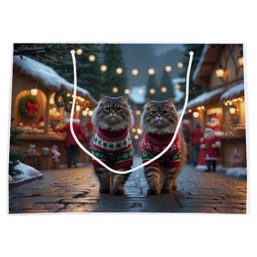 Persian Cats Christmas Snow Holiday Groot Cadeauzakje (Voorkant)