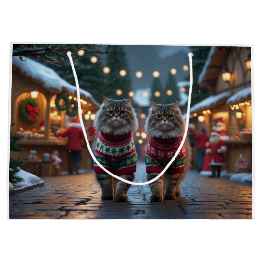 Persian Cats Christmas Snow Holiday Groot Cadeauzakje (Achterkant)