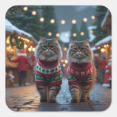 Persian Cats Christmas Snow Holiday Vierkante Sticker (Voorkant)