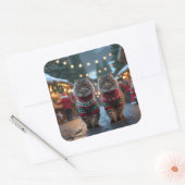 Persian Cats Christmas Snow Holiday Vierkante Sticker (Envelop)