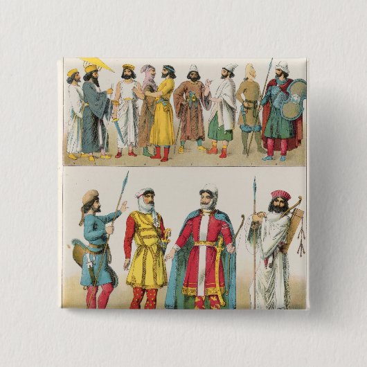 Persian Dress, van 'Trachten der Voelker', 1864 Vierkante Button 5,1 Cm (Voorkant)