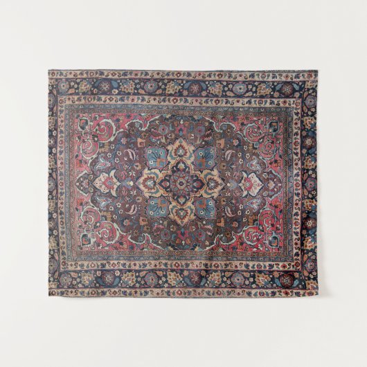 Persian Dusty Blue Roze Brown Wandkleed (Voorkant (horizontaal))