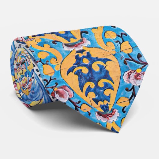 Persian elaborate tiled mural stropdas (Opgerold)