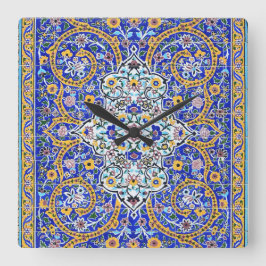 Persian elaborate tiled mural vierkante klok