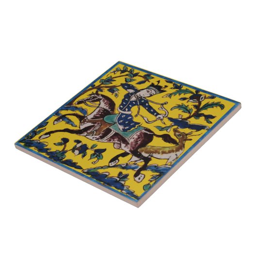 Persian Horseman Deer Hunter 19th Century Repro Tegeltje (Zijkant)