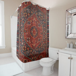 Persian Joshan Red Rusty Blue Douchegordijn