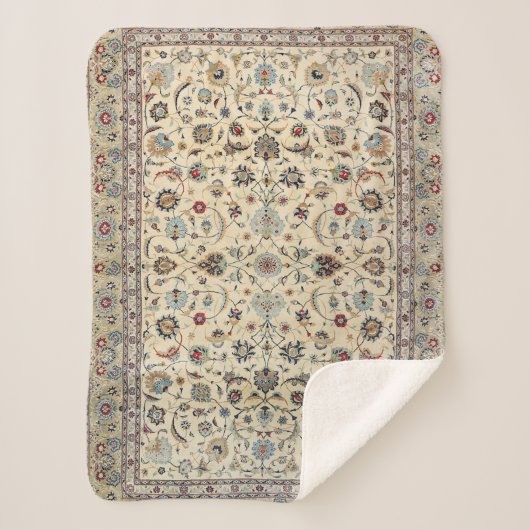 Persian Kashan Dusty Baby Blue  Sherpa Deken (Voorkant)