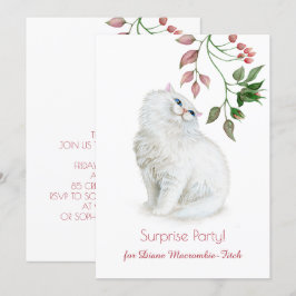 Persian Kitten Pink Green Floral Birthday Party Kaart