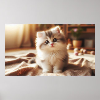 Persian Kitten Poster - Zacht Bont & Grote Ogen -