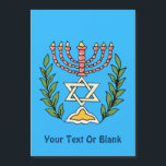 Persian Magen David Menorah<br><div class="desc">Dit afbeelding is aangepast vanuit een antiek Perzische joodse tegel en bevat een menorah met een Magen David (Star of David),  die is opgezet door olijftakken. De onvolkomenheden van het oorspronkelijke,  met de hand geschilde afbeelding zijn bewaard. Voeg je eigen tekst toe.</div>