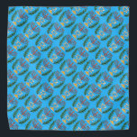 Persian Magen David Menorah Bandana<br><div class="desc">This image was adapted from an antique Persian Jewish tile and features a menorah with a Magen David (Star of David) framed by olive branch. De onvolkomenheden van het origineel,  hand-painted image have been preserved.</div>