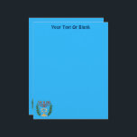 Persian Magen David Menorah Briefhoofd<br><div class="desc">Aangepast van een antiek Perzische joodse tegel en voorzien van een menora met een Magen David (Davidster) omlijst door olijftakken. De onvolkomenheden van het originele,  handgeschilderde afbeelding zijn bewaard gebleven. Aanpassen door uw eigen tekst toe te voegen.</div>