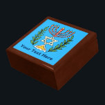 Persian Magen David Menorah Cadeaudoosje<br><div class="desc">This image was adapted from an antique Persian Jewish tile and features a menorah with a Magen David (Star of David) framed by olive branch. De onvolkomenheden van het origineel,  hand-painted image have been preserved.</div>