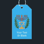 Persian Magen David Menorah Cadeaulabel<br><div class="desc">Dit afbeelding is aangepast vanuit een antiek Perzische joodse tegel en bevat een menorah met een Magen David (Star of David),  die is opgezet door olijftakken. De onvolkomenheden van het oorspronkelijke,  met de hand geschilde afbeelding zijn bewaard. Voeg je eigen tekst toe.</div>