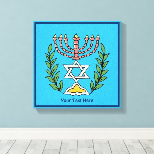 Persian Magen David Menorah Canvas Afdruk (Insitu (Houten vloer))