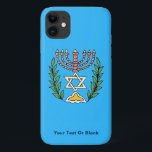 Persian Magen David Menorah Case-Mate iPhone Case<br><div class="desc">Dit afbeelding is aangepast vanuit een antiek Perzische joodse tegel en bevat een menorah met een Magen David (Star of David),  die is opgezet door olijftakken. De onvolkomenheden van het oorspronkelijke,  met de hand geschilde afbeelding zijn bewaard. Voeg je eigen tekst toe.</div>