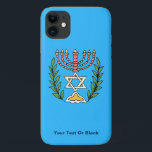 Persian Magen David Menorah Case-Mate iPhone Case<br><div class="desc">Dit afbeelding is aangepast vanuit een antiek Perzische joodse tegel en bevat een menorah met een Magen David (Star of David),  die is opgezet door olijftakken. De onvolkomenheden van het oorspronkelijke,  met de hand geschilde afbeelding zijn bewaard. Voeg je eigen tekst toe.</div>