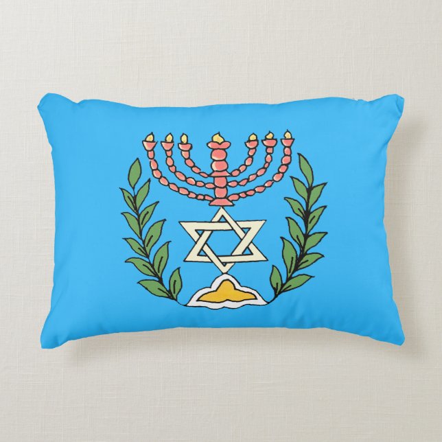 Persian Magen David Menorah Decoratief Kussen (Voorkant)