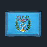Persian Magen David Menorah Drievoud Portemonnee<br><div class="desc">This image was adapted from an antique Persian Jewish tile and features a menorah with a Magen David (Star of David) framed by olive branch. De onvolkomenheden van het origineel,  hand-painted image have been preserved.</div>