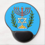 Persian Magen David Menorah Gel Muismat<br><div class="desc">This image was adapted from an antique Persian Jewish tile and features a menorah with a Magen David (Star of David) framed by olive branch. De onvolkomenheden van het origineel,  hand-painted image have been preserved.</div>