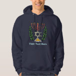 Persian Magen David Menorah Hoodie<br><div class="desc">This image was adapted from an antique Persian Jewish tile and features a menorah with a Magen David (Star of David) framed by olive branch. De onvolkomenheden van het origineel,  hand-painted image have been preserved.</div>