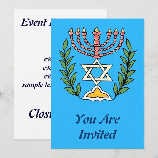 Persian Magen David Menorah Kaart (Voorkant / Achterkant)